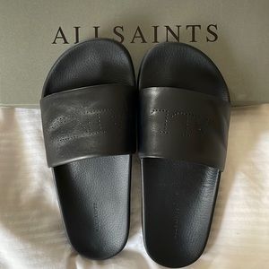 Size 8 All Saints Black Slides